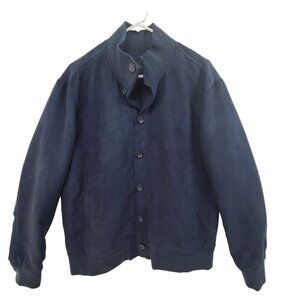 Banana Republic Vegan Suede  Button Up Bomber Jacket Blue Size L